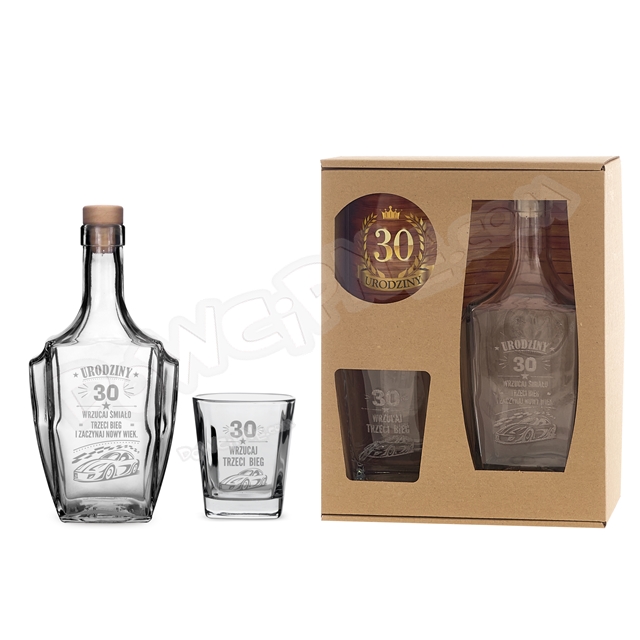 Karafka + szklanka do whisky - 30 Urodziny wrzucaj śmiało trzeci bieg