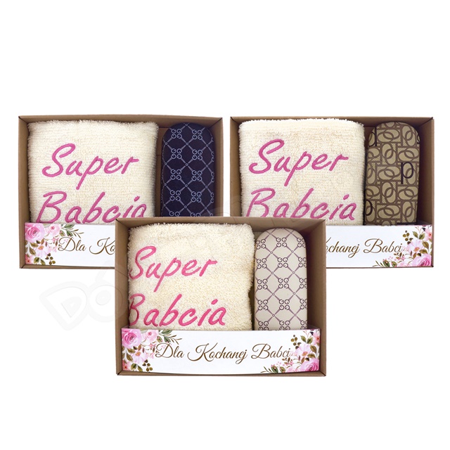 Zestaw Ręcznik 100x50 + etui na okulary Q217604/701518 - Babcia MIX