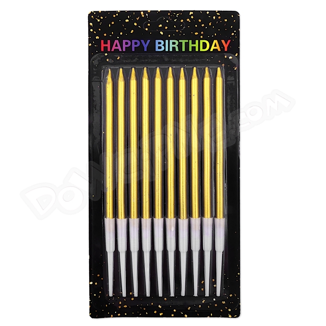 Zestaw świeczki urodzinowe długie (10szt) złote